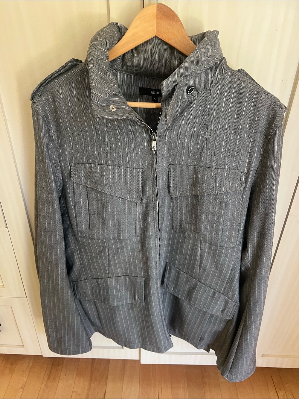 Men's Gray Pinstripe Field Jacket